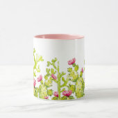 Hübsche Wüstenkaktus mit rosafarbener Blume Kaffee Tasse (Zentrum)