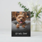 Hübsche Yorkshire Terrier Gute Besserung Postkarte (Stehend Vorderseite)