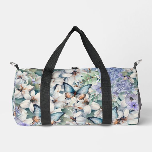 Hübsche zarte Blüten und Schmetterlinge Duffle Bag (Vorderseite)