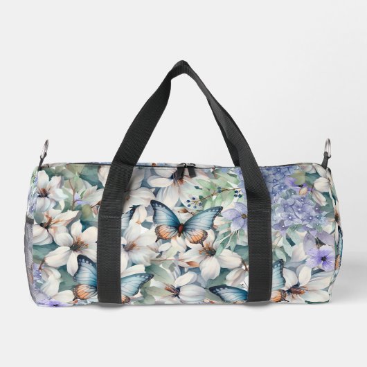 Hübsche zarte Blüten und Schmetterlinge Duffle Bag (Rückseite)