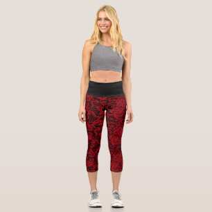 Hübsche, zarte rote Spitze Capri Leggings