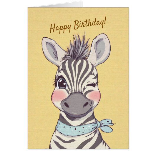Hübsche Zebra mit Bandana Kindergeburtstagseinladu (Vorne)