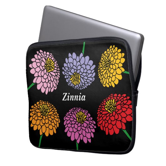 Hübsche Zinnia-Blume-Gestaltung Laptopschutzhülle (Vorderseite Links)