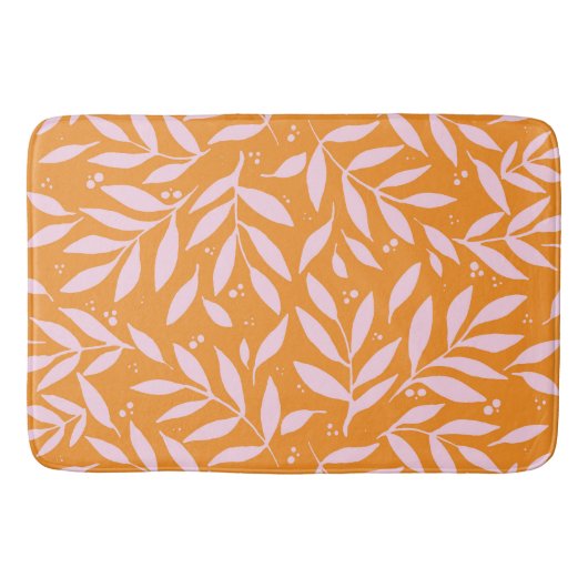 Hübsche Zweige - orange und rosa Badematte (Vorderseite)