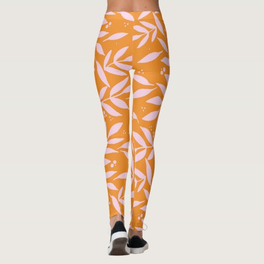 Hübsche Zweige - orange und rosa Leggings (Rückseite)
