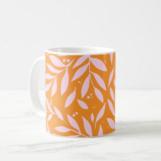 Hübsche Zweige - orange und rosa Tasse (Vorderseite Links)