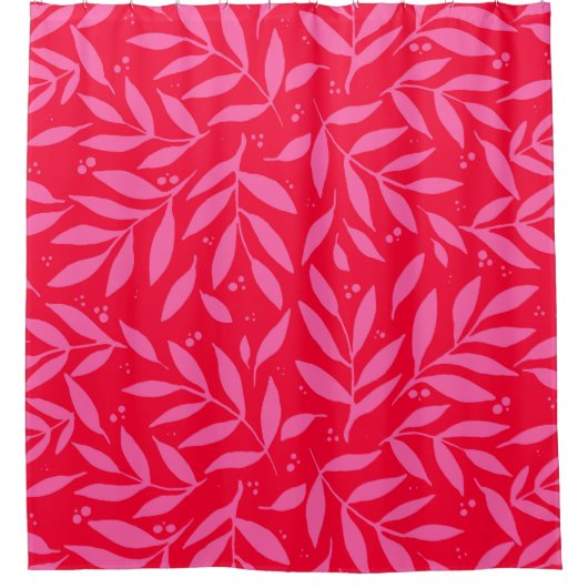 Hübsche Zweige - rosa und rot Duschvorhang (Vorderseite)