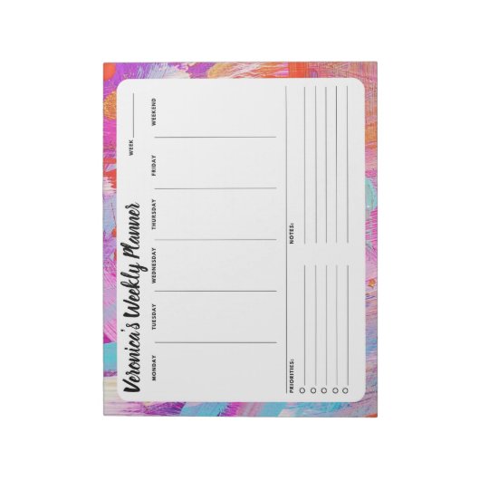 Hübschen Abstrakten Wochen, um den Notepad-Planer Notizblock (Rotiert)