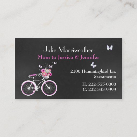 Hübschen Bicycle Custom Mommy Card Dame Telefonnummerkarte (Vorderseite)