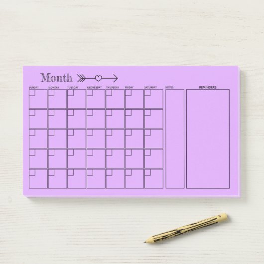 Hübschen Lila Monatsplaner Post-it Klebezettel (Auf Schreibtisch)