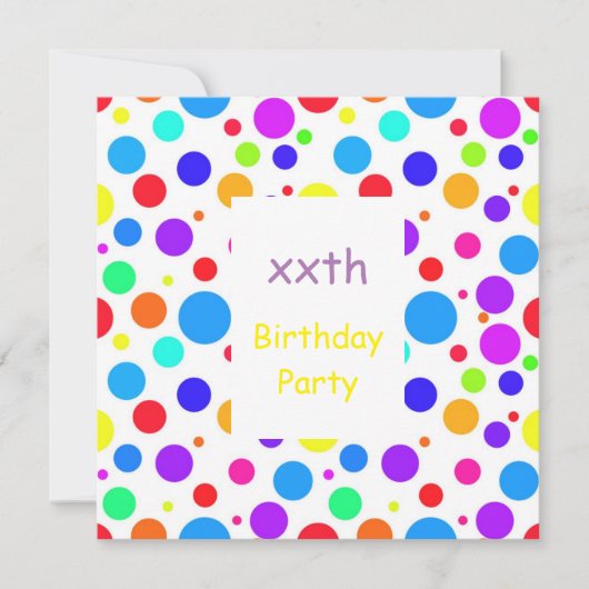 Hübschen Mehrfarbige Spots Geburtstag Einladung (Vorderseite)