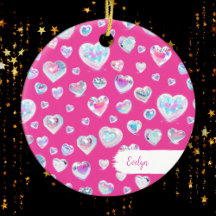 Hübscher 3D-Kristall-Edelstein Herz Pink Weihnacht