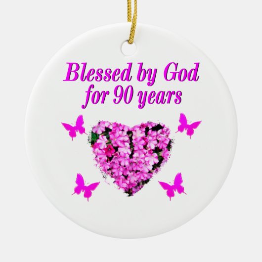 HÜBSCHER 90. GEBURTSTAG KERAMIKORNAMENT (Vorne)