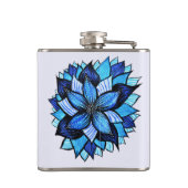 Hübscher abstrakter blauer Mandala mögen das Flachmann (Rückseite)