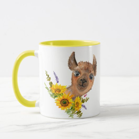 Hübscher Alpaca Llama mit Sonnenblumen Tasse (Links)