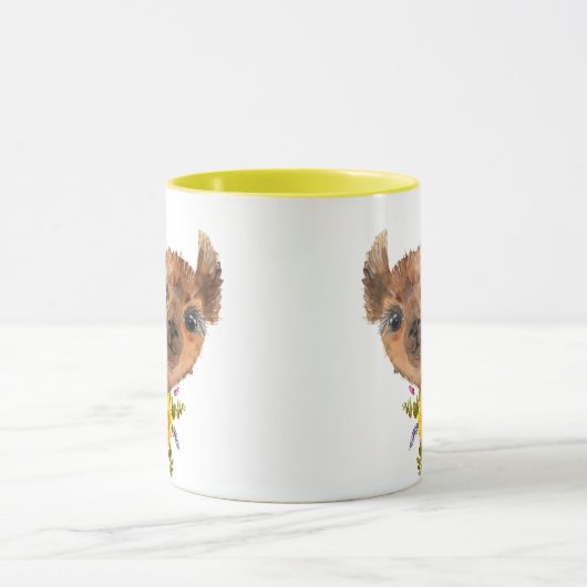 Hübscher Alpaca Llama mit Sonnenblumen Tasse (Zentrum)