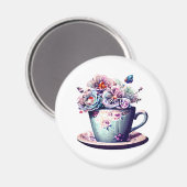 Hübscher antiker Teakholz mit Vintagen Blume Magnet (Vorderseite/Rückseite)