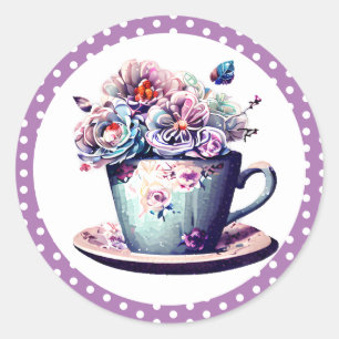 Hübscher antiker Teakholz mit Vintagen Blume Runder Aufkleber