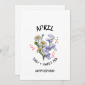 Hübscher APRIL Geburtsmonat Blume Geburtstagskarte (Vorne/Hinten)