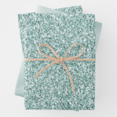 Hübscher Aqua Mint Glitzy Glitzer Geschenkpapier Set (Beispiel)