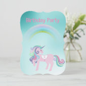 Hübscher Aqua-Regenbogen zum Geburtstag Einladung (Stehend Vorderseite)