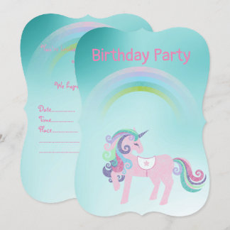 Hübscher Aqua-Regenbogen zum Geburtstag Einladung