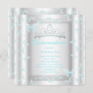 Hübscher Aquamariner Blue Quinceanera Party Tiara Einladung
