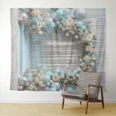 Hübscher Aquamariner Blumenballon Arch Hanging Wandteppich (Beispiel (Horizontal))