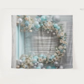 Hübscher Aquamariner Blumenballon Arch Hanging Wandteppich (Vorderseite (Horizontal))