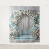 Hübscher Aquamariner Blumenballon Arch Hanging Wandteppich (Vorderseite)