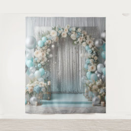 Hübscher Aquamariner Blumenballon Arch Hanging Wandteppich