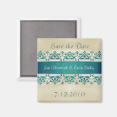 Hübscher Aquamariner Damast Speichern Sie den Datu Magnet (Vorderseite/Rückseite)