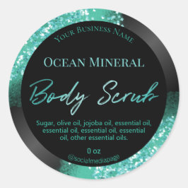 Hübscher Aquamariner Glitzer Schwarze Körperschrot Runder Aufkleber