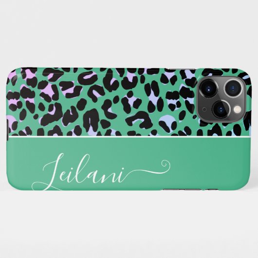 Hübscher Aquamariner Leopard-Mustermuster Hintergr iPhone Hülle (Rückseite (Horizontal))