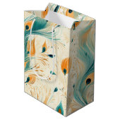 Hübscher Aquamariner Orangencreme Mittlere Geschenktüte (Rückseite Schrägansicht)