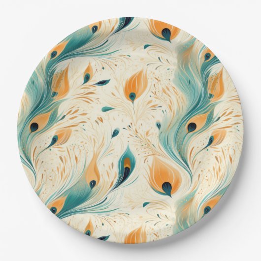 Hübscher Aquamariner Orangencreme Pappteller (Vorderseite)