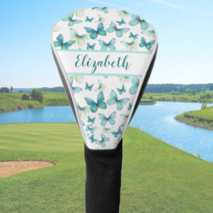 Hübscher aquamariner Schmetterling mit individuell Golf Headcover