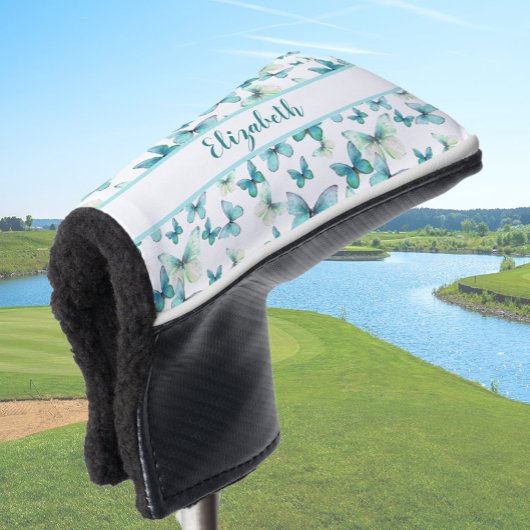 Hübscher aquamariner Schmetterling mit individuell Golf Headcover