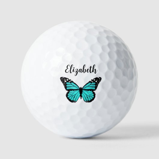 Hübscher aquamariner Schmetterling mit individuell Golfball (Vorderseite)