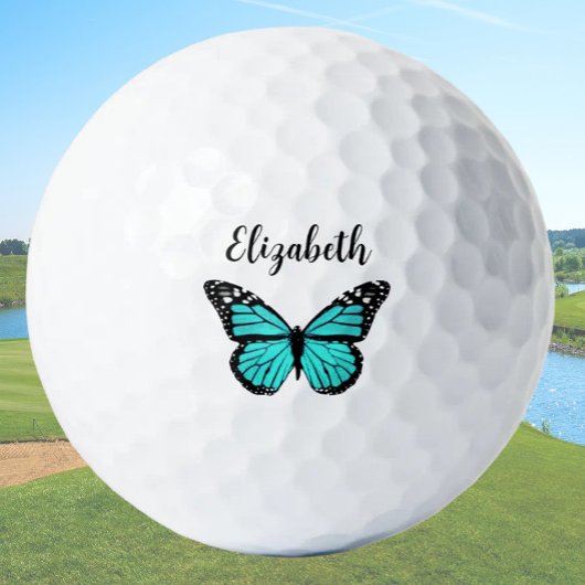 Hübscher aquamariner Schmetterling mit individuell Golfball
