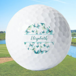 Hübscher aquamariner Schmetterling mit individuell Golfball