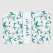 Hübscher aquamariner Schmetterling mit individuell Golfhandtuch (Horizontal)
