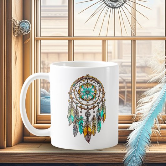 Hübscher Aquamariner und brauner Dreamcatcher Kaffeetasse