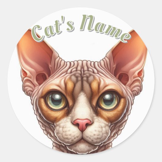 Hübscher Balken und krause Katze ・ Personalisiert Runder Aufkleber (Vorderseite)