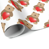 Hübscher Bär mit Herz Geschenkpapier (Rolleneckpunkt)