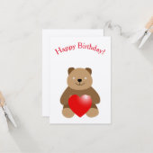 Hübscher Bär mit Herz Karte (Vorderseite/Rückseite Beispiel)