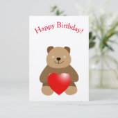 Hübscher Bär mit Herz Karte (Stehend Vorderseite)