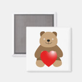 Hübscher Bär mit Herz Magnet (Vorderseite/Rückseite)