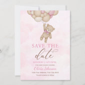 Hübscher Bär Rosa Save the Date Einladung (Vorderseite)