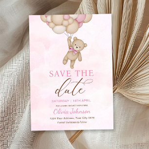 Hübscher Bär Rosa Save the Date Einladung